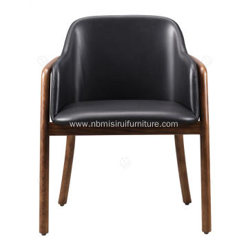 Designer black leather armrest single chairs